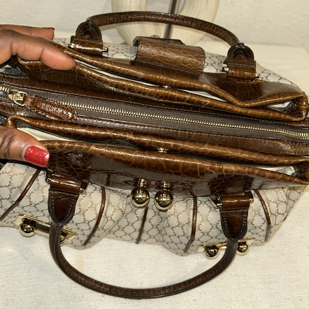 Auth Celine Macadam Pattern Canvas x Leather 2WAY Crossbody Shoulder Handbag - Picture 13 of 17